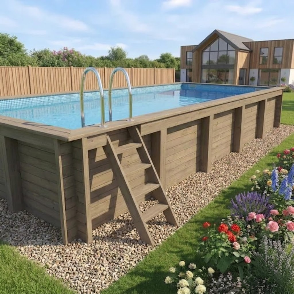 Nazca 8m x 4m Rectangular Wooden Swimming Pool Kit | Premium Above Ground Family Garden Pool - Image 3