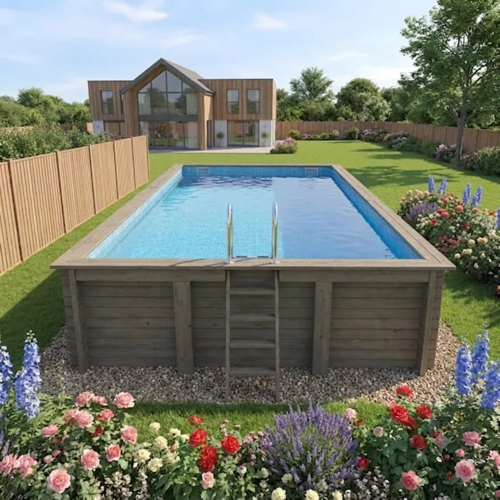 Nazca 8m x 4m Rectangular Wooden Swimming Pool Kit | Premium Above Ground Family Garden Pool - Image 2