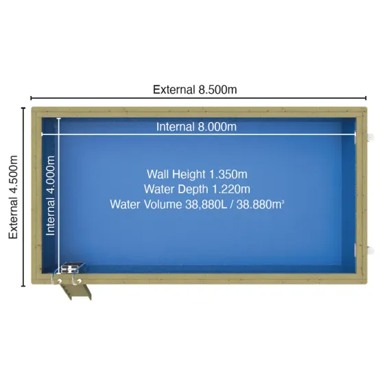 Nazca 8m x 4m Rectangular Wooden Swimming Pool Kit | Premium Above Ground Family Garden Pool - Image 5