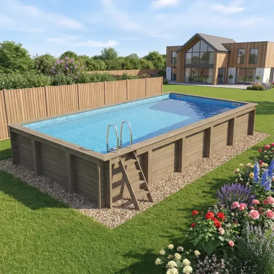 Nazca 8m x 4m Rectangular Wooden Swimming Pool Kit | Premium Above Ground Family Garden Pool